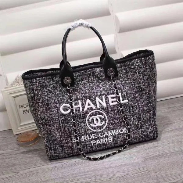 Chanel Canvas Deauville Large Tote Bags