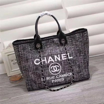 Chanel Canvas Deauville Large Tote Bags