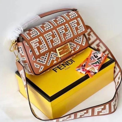 Fendi Baguette Leather Bag with FF Embroidery