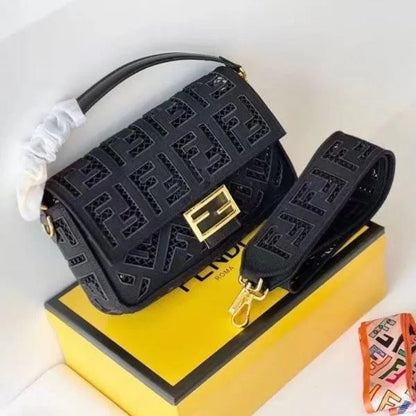 Fendi Baguette Leather Bag with FF Embroidery