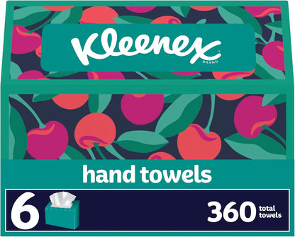 Kleenex Disposable Paper Hand Towels, 6 Boxes, 60 Tissues per Box (360 Total), Packaging May Vary