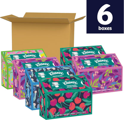 Kleenex Disposable Paper Hand Towels, 6 Boxes, 60 Tissues per Box (360 Total), Packaging May Vary