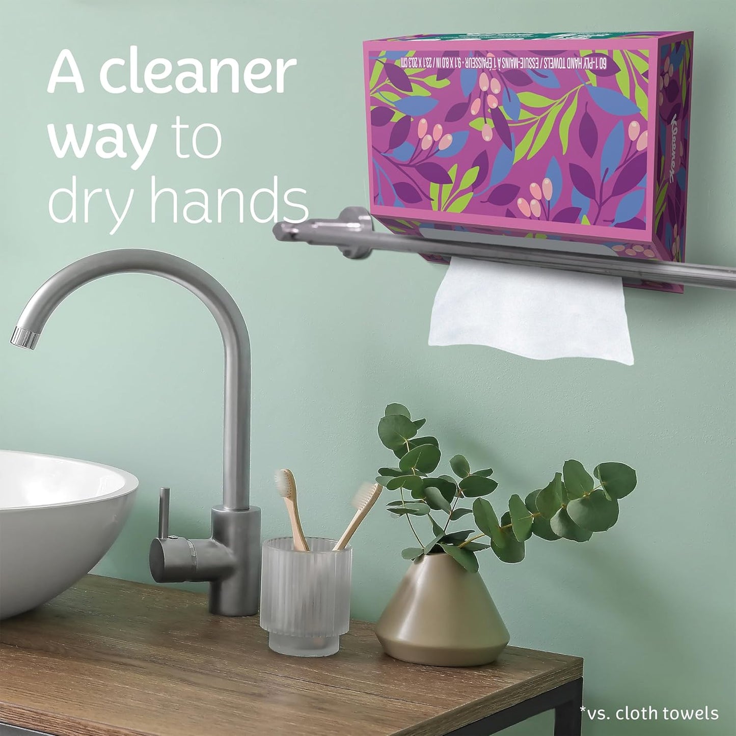 Kleenex Disposable Paper Hand Towels, 6 Boxes, 60 Tissues per Box (360 Total), Packaging May Vary