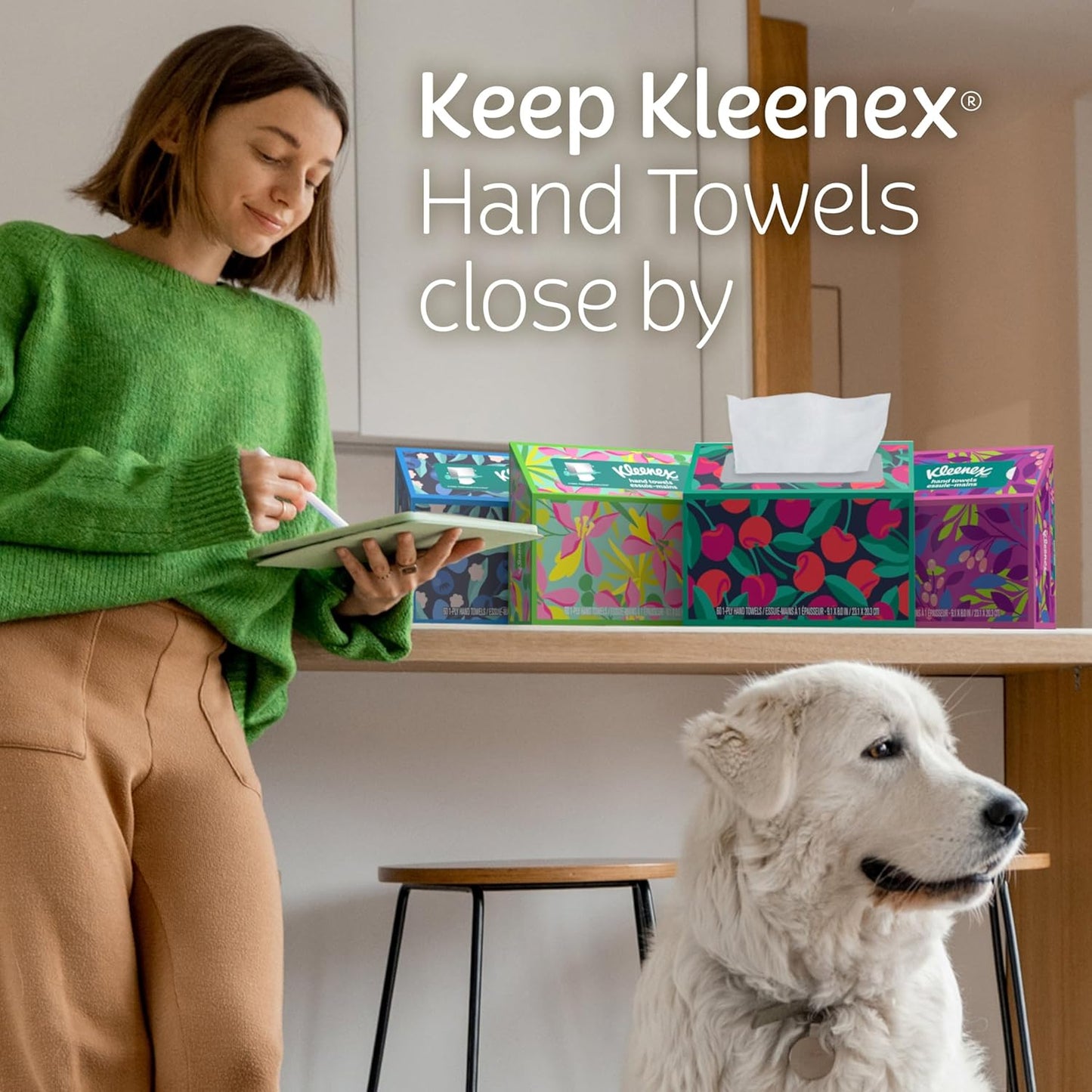 Kleenex Disposable Paper Hand Towels, 6 Boxes, 60 Tissues per Box (360 Total), Packaging May Vary