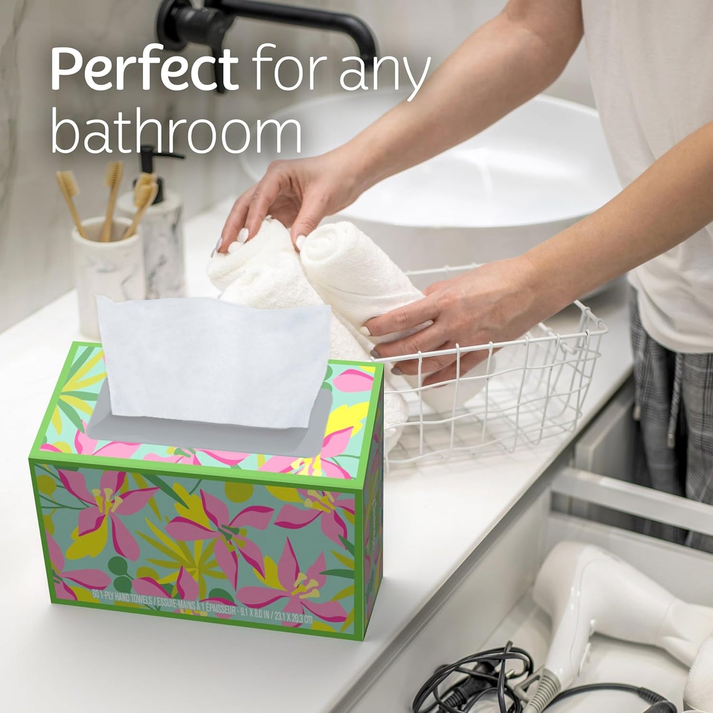 Kleenex Disposable Paper Hand Towels, 6 Boxes, 60 Tissues per Box (360 Total), Packaging May Vary