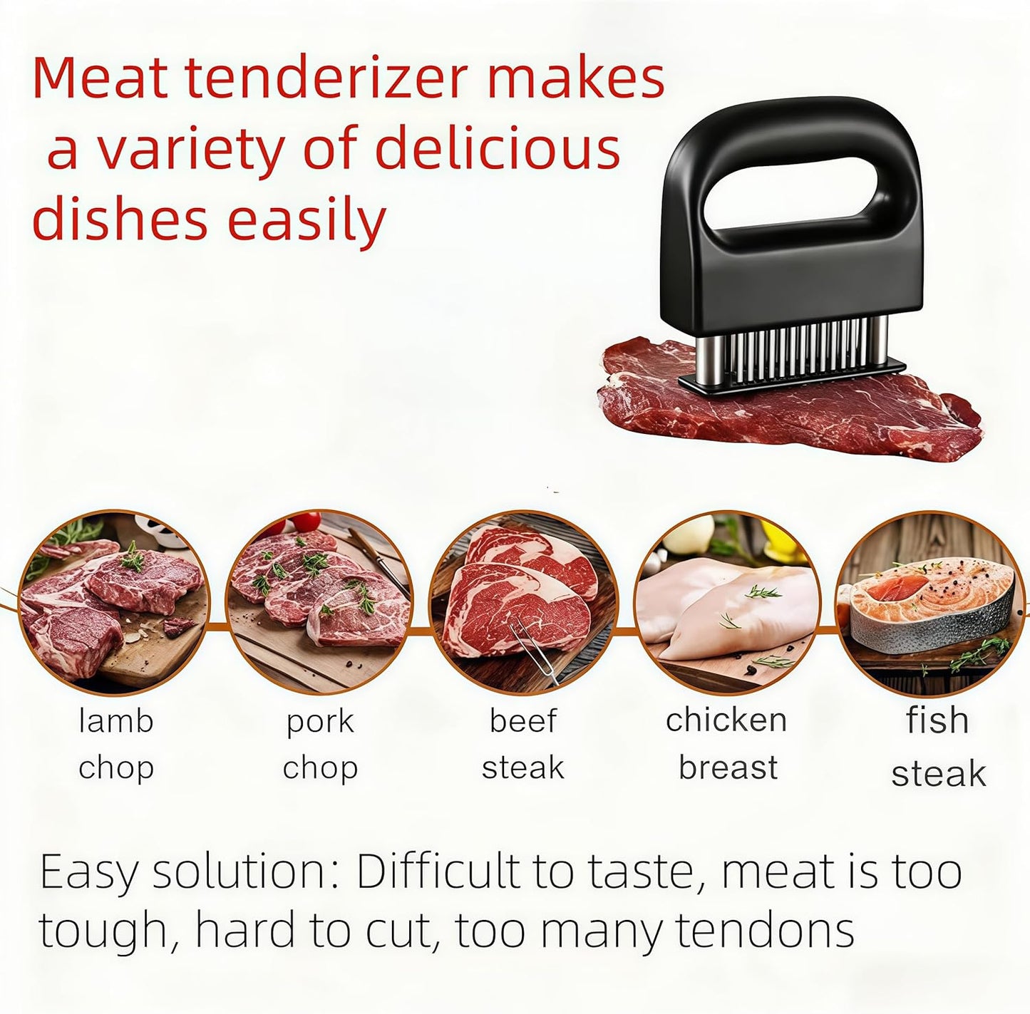 Meat Tenderizer with 48 Stainless Steel Ultra Sharp Needle Blades Heavy Duty Cooking machine, Detachable Kitchen Cooking Tool, perfect for, pork chops, chicken, and barbecue, a steak tenderizing tool‌