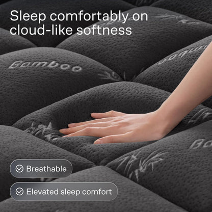 Niagara Sleep Solution Ultra Soft Queen Size Mattress Topper - Rayon Derived from Bamboo Pillow Top Mattress Pad for Back Pain Relief - Naturally Cooling for Hot Sleepers, Dark Gray