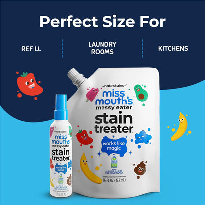 Miss Mouth's Messy Eater Stain Treater - 16oz Refill - Newborn & Baby Essentials - No Dry Cleaning Food, Grease, Coffee Off Laundry, Underwear, Fabric
