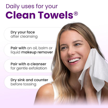 Reduces Fine Lines and Wrinkles in 6 weeks or Less, CLEAN SKIN CLUB Healthy Aging Clean Towels® XL, Disposable Face Towels, XL - 1 Pack (50 count)