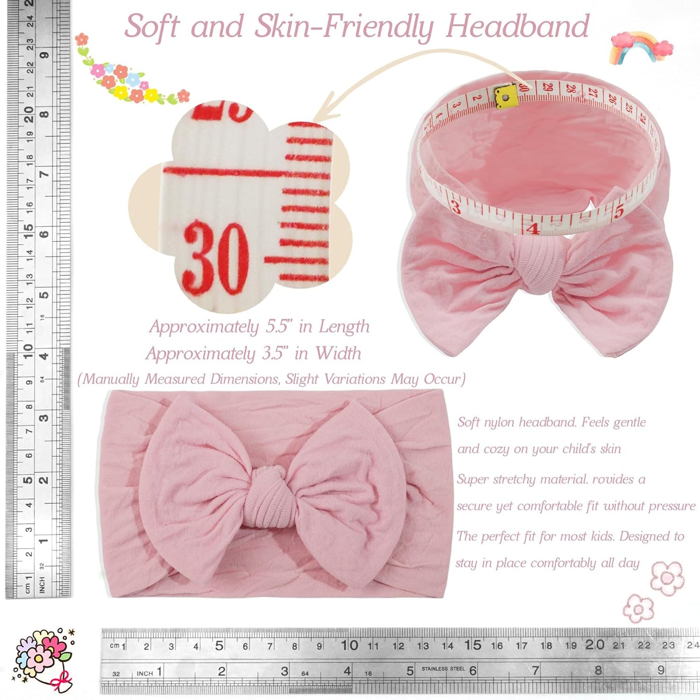 Super Stretchy Soft Knot Headbands with Hair Bows Head Wrap Hair Accessories For Newborn Baby Girls Infant Toddlers Kids