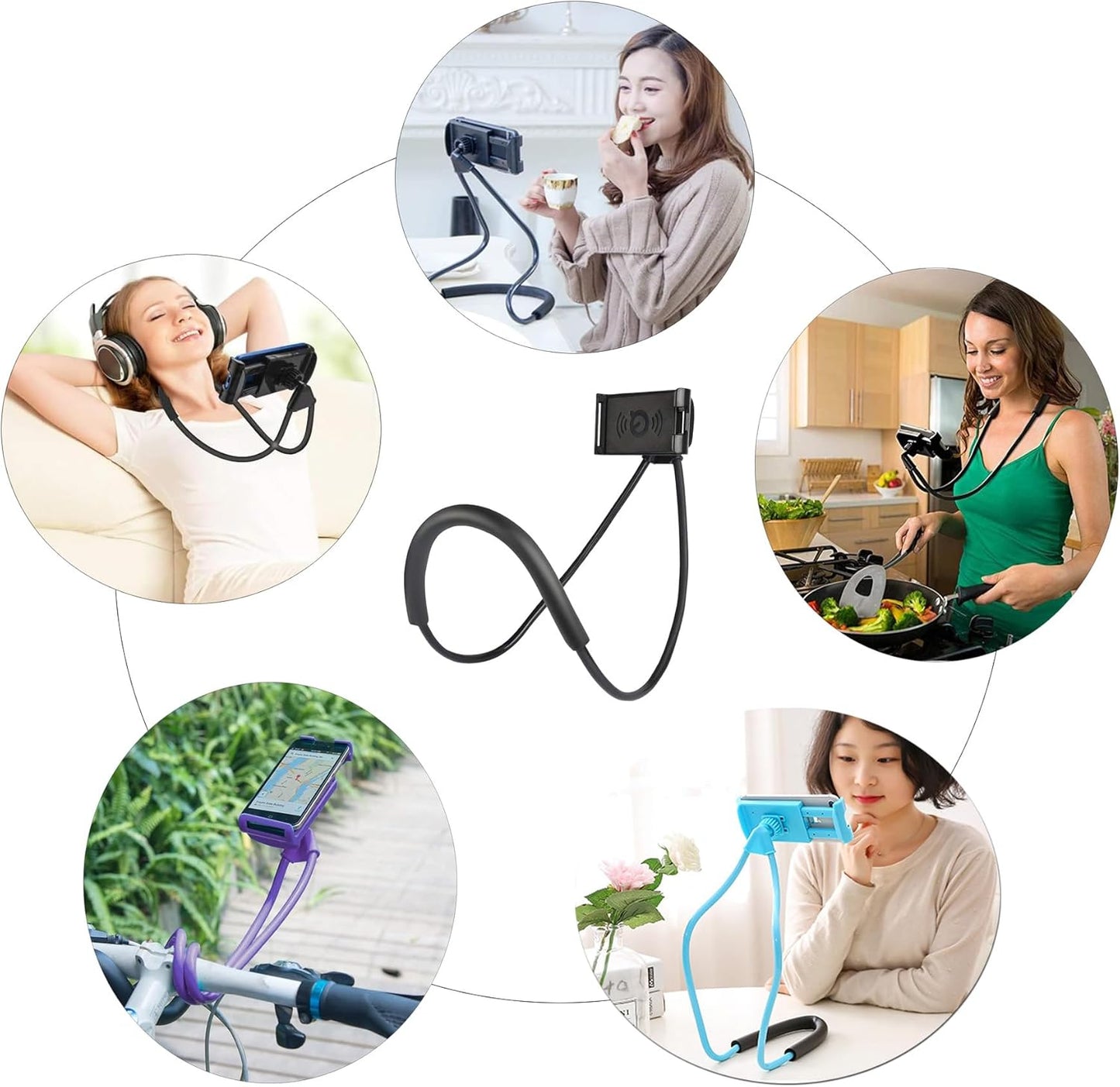 Lazy Cell Phone Holder, Universal Cell Phone Holder for Smart Mobile Phone,Hanging on Neck Cell Phone Mount Holder ,Hands-Free Mobile Phone Holder on Bed/Tableb, 27.6'' Length for 4.7''-6.7'' Size