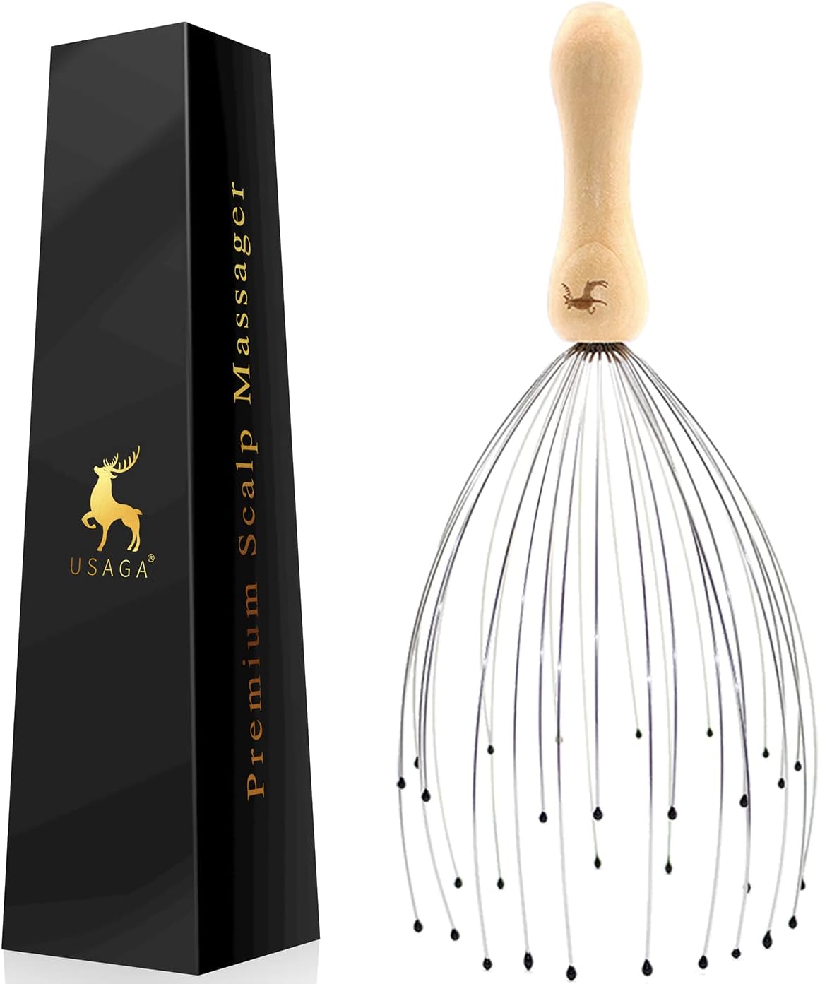 32 Fingers Head Massager, Head Scratcher Scalp Massager, Stocking Stuffers Gift for Scalp Body Relaxing Wood Handle (1 Pack)