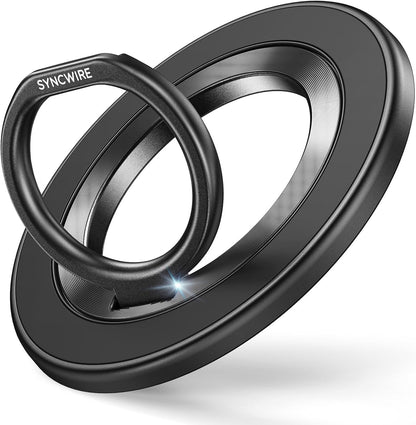 SYNCWIRE Magnetic Phone Ring Holder for MagSafe, 360° Rotation Cell Phone Grip Stand Finger Ring Kickstand Two-Sided Magnet Compatible with iPhone 17 Pro Max 16 15 14 13 12 MagSafe Accessories