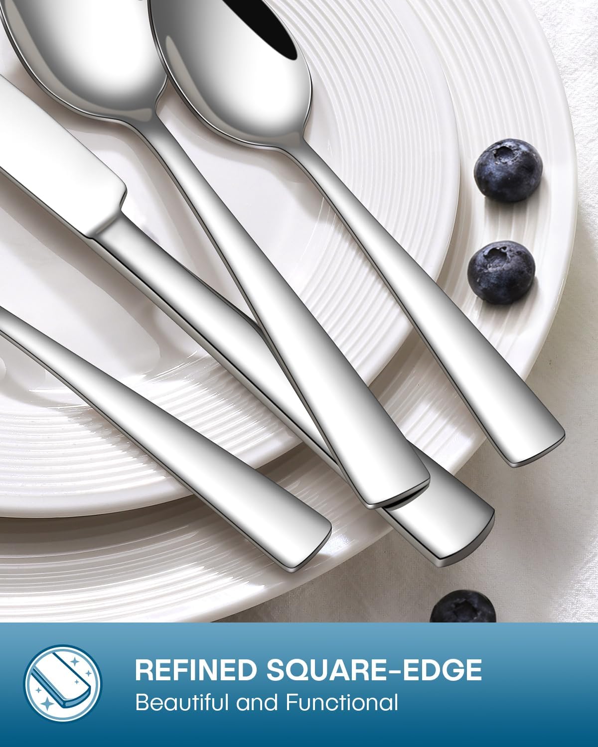 20 Piece Silverware Set, Food-Grade Stainless Steel Flatware Sets for 4 Mirror Polished Cutlery Utensil Sets Include Dinner Knives Spoons and Forks Set Dishwasher Safe for Home Restaurant