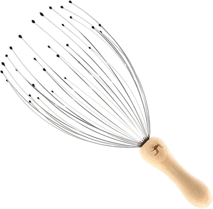 32 Fingers Head Massager, Head Scratcher Scalp Massager, Stocking Stuffers Gift for Scalp Body Relaxing Wood Handle (1 Pack)