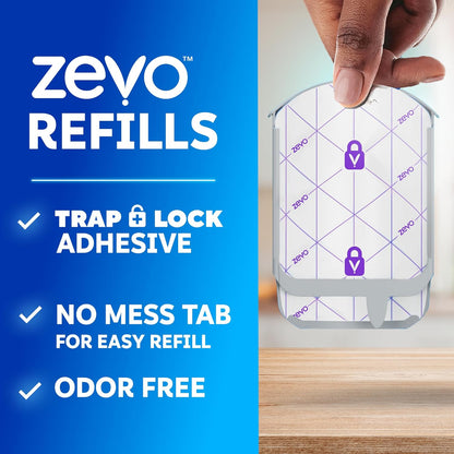 Zevo Flying Insect Trap Official Refill Cartridges - Fits Both Zevo Trap & MAX Indoor Fly Trap - Authentic Trap+Lock Technology to Catch Gnats, House & Fruit Flies (4 Official Refill Cartridges)