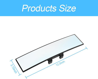 Car Rearview Mirrors, Shock Resistant Interior Clip-on Panoramic Rear View Mirror for Car, Wide Viewing Range, 12 inch HD Universal Use for Cars, SUVs, Trucks, Vehicles (White)