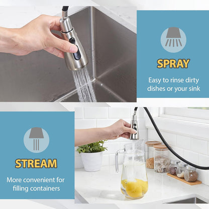 VCCUCINE Kitchen Faucet with Pull Down Sprayer, Brushed Nickel Faucet for Kitchen Sink, Small High Arc RV Stainless Steel Single Handle Pull Out Kitchen Sink Faucet