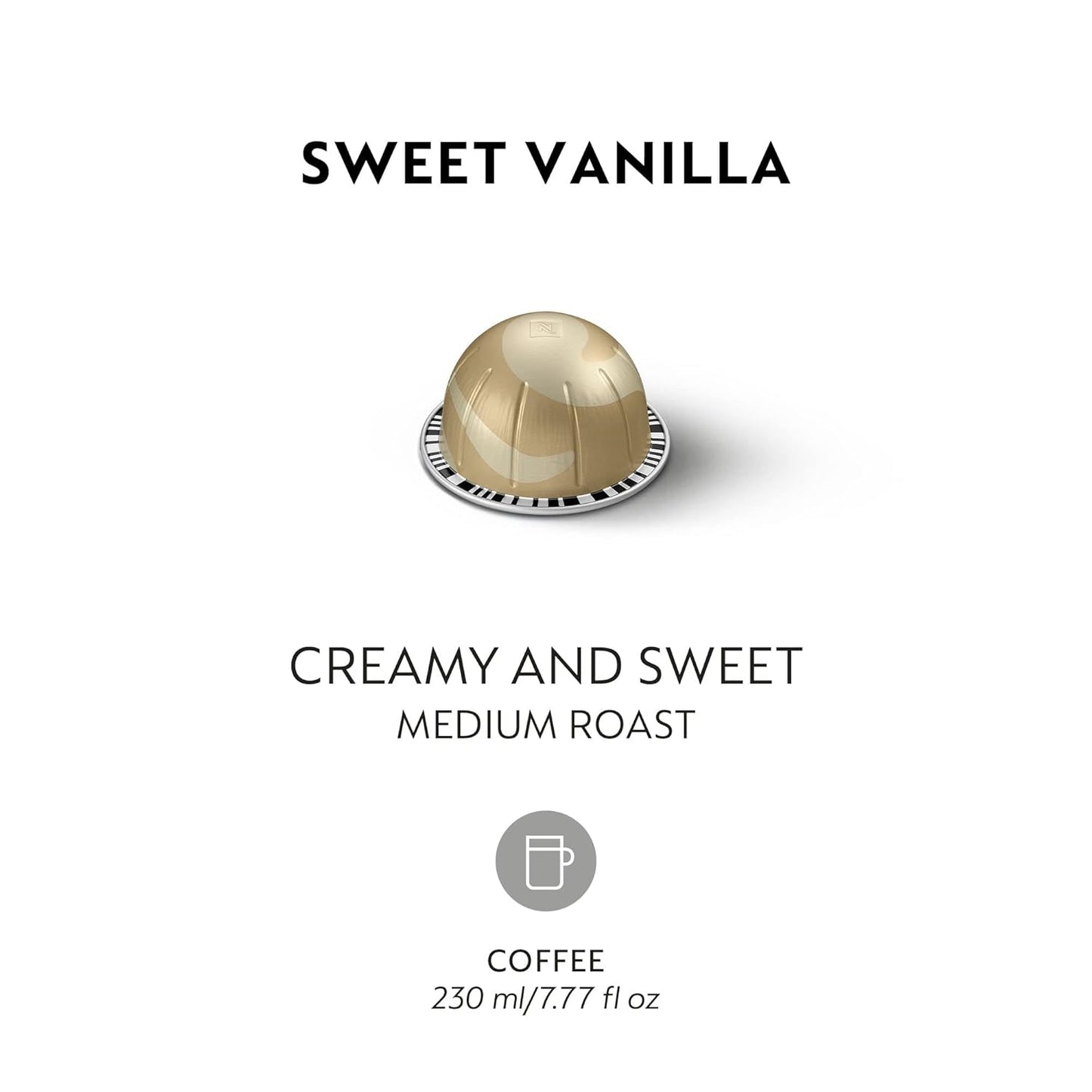 Nespresso Capsules Vertuo, Sweet Vanilla, Medium Roast Coffee, 30 Count Coffee Pods, Brews 7.8oz.